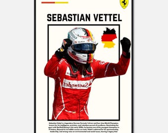Sebastian Vettel Ferrari F1 Poster: Motorsports Art Print (Digital Download