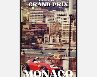 Affiche du Grand Prix F1 de Monaco : impression d'art vintage Racing (téléchargement numérique)