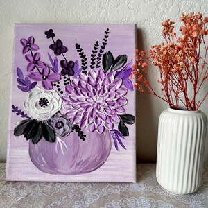 Arte con texture floreale / Pittura floreale con texture / Decorazione per la casa / Vaso per fiori / Arte moderna / Regalo unico / Arte murale