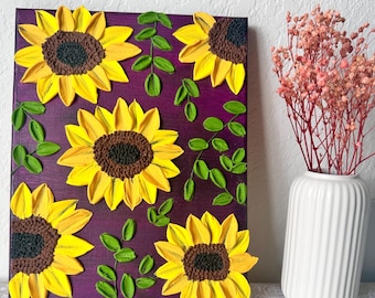 3D Sunflower Painting | Textured Floral Art, 8x10 Canvas
