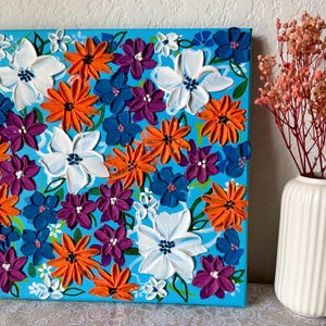 Arte con texture floreale / Pittura floreale con texture / Decorazione per la casa / / Arte moderna / Regalo unico / Arte murale