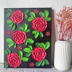 Arte con texture floreale / Pittura floreale con texture / Decorazione per la casa / Rose / Pittura di rose / Arte moderna / Regalo unico / Arte murale