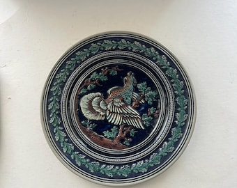 Plato antiguo alemán decorativo de gres, pieza de colección, hallazgo raro para colgar en la pared, plato de 25 cm (10 pulgadas)