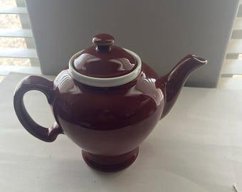 Vintage Hall McCormick Maroon Tea Pot with Ceramic Infuser, USA, Maryland