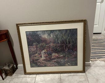 Gold-Tone Framed Artwork Print "Her Garden" by American artist Barbara Mock. 40”x34”