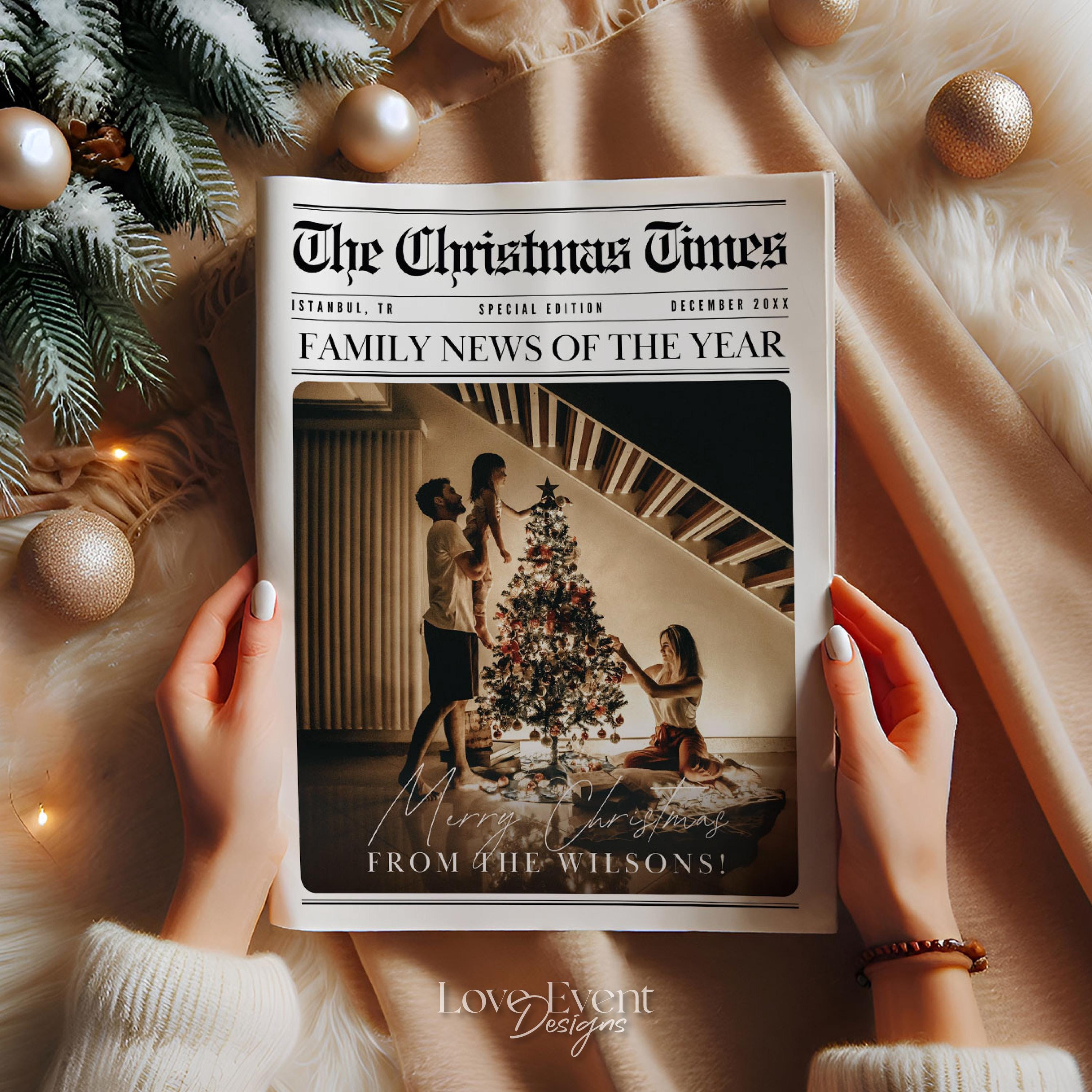 Christmas Newspaper Template, Editable Family Holiday Newsletter, Year ...