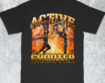 Camiseta de tirador activo, camiseta con meme divertido, camiseta con meme divertido, camiseta de broma, camiseta de regalo, camiseta de tendencia, camiseta extraña, camiseta de baloncesto con tirador activo