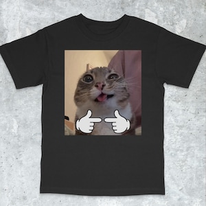 Quirky Cat T-Shirt, Mewing Shirt, Cursed Cat Shirt, Dilly Dally Shirt, Goofy Cat Shirt, Dumb Meme Shirt, Stupid Meme Shirts, Funny Cat Shirt