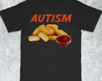 Camiseta divertida sobre autismo, camiseta divertida sobre pollo, camiseta sobre nuggets de pollo, camiseta sobre "Me encantan los nuggets", camiseta sobre "Desquiciado", camiseta sobre neurodivers con autismo, camiseta sobre autismo