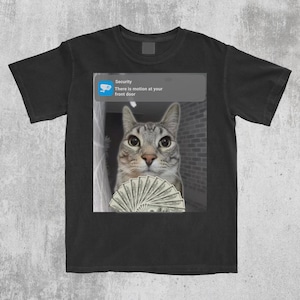 Maglietta con meme Ring Cat con movimento, gatto maledetto, maglietta con meme divertente, maglietta ironica, regalo per amanti dei gatti, stranamente specifico, maglietta squilibrata, maledetto, imbarazzante