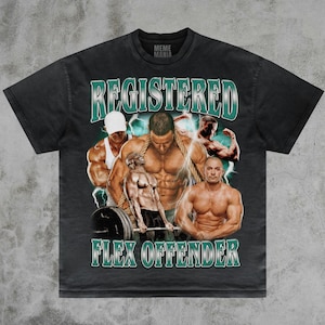 Registrerad Flex Offender T-shirt, Gymmeme, Flex Offender, Träningsmeme, Flex-tröja, Gym-t-shirt, Fitnessmeme, Dum Meme-tröja, Udda T-shirt