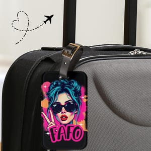 Retro Glam Luggage Tag, &#39;FAFO&#39; Fun Travel Accessory, Bold Summer Vibe, Perfect Gift for Travelers, Baggage Identifier, Vacation Essential