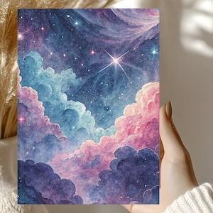 Starry Pastel Clouds Hardcover Journal. Cosmic Sky Notebook. Celestial Travel Journal. Teen Gift.