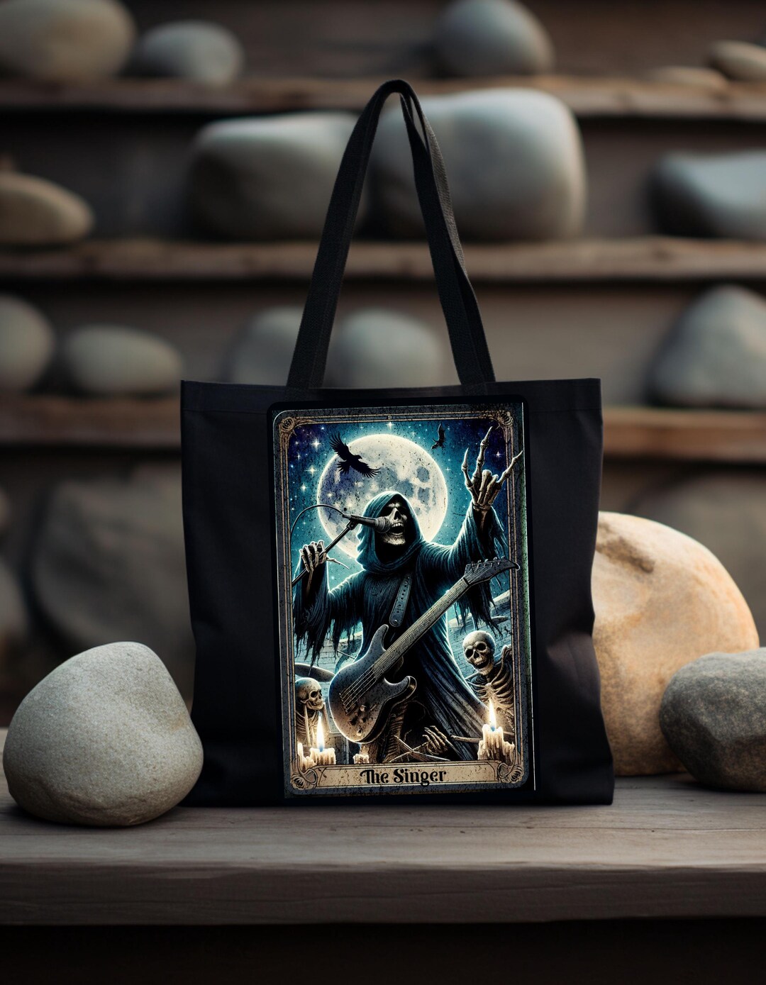 Sack Reaper Tote Bag, 'the Singer' Grim Reaper Wisdom Tote, Beautiful Reusable Tote ...