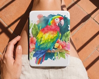 Watercolor Macaw Kindle Case. Parrot Floral eReader Cover. Gift for Avid Readers. Protective Case. One size.