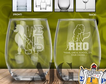 Cristalería personalizada SgRho, cristalería de hermandad, Sigma Gamma Rho