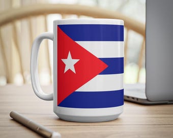 Gift Cuba Country Flag Mug Coffee and Tea Cup White Ceramic Mug for him for her for boss for friend for men for women (11, 15oz/330, 440ml)