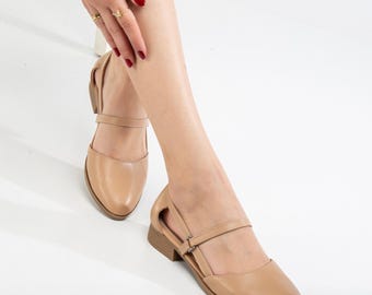 Retro Nude Mary Jane Shoes for Women | Vintage-Inspired Chunky Heels, Comfortable Flats & Classic Styles