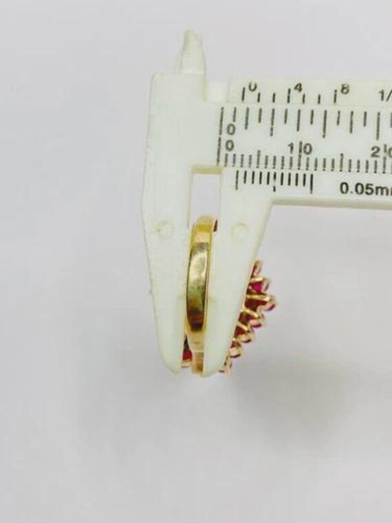 Vintage Lab Created Ruby Pyramid Cluster Ring 10k… - image 10