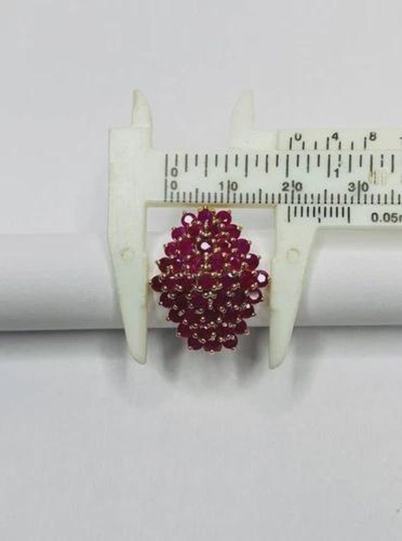 Vintage Lab Created Ruby Pyramid Cluster Ring 10k… - image 7