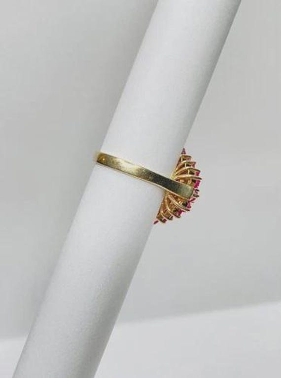 Vintage Lab Created Ruby Pyramid Cluster Ring 10k… - image 3