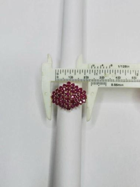 Vintage Lab Created Ruby Pyramid Cluster Ring 10k… - image 9