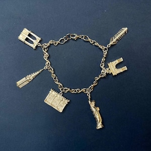 Metropolitan Museum of Art MMA USA 925 Sterling Silver NYC 7.5&quot; Charm Bracelet