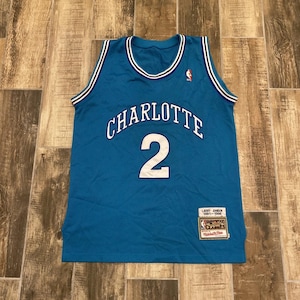 Mitchell & Ness Mens Larry Johnson Charlotte Hornets 1991-96 Blue Size 48
