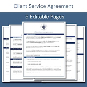 Client Service Agreement, Canva Freelancer Onboarding Contract, Small Business Form, PDF