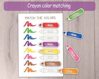 Crayon Color Matching Game, Preschool Learning Activity (Digital Download)