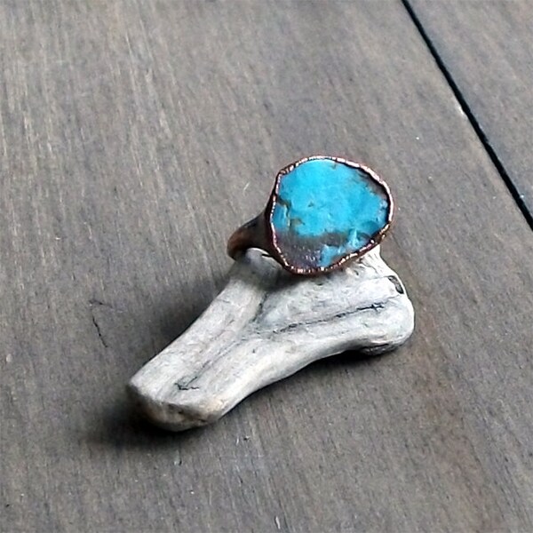 Turquoise Ring Gemstone Ring December Birthstone Ring Cocktail Ring Mineral Ring Handmade Raw Modern Organic
