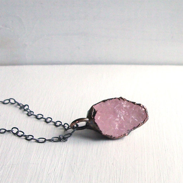Morganite Necklace Gemstone Necklace Rough Stone Pendant Silver Necklace Pendant Pink Mineral Stone