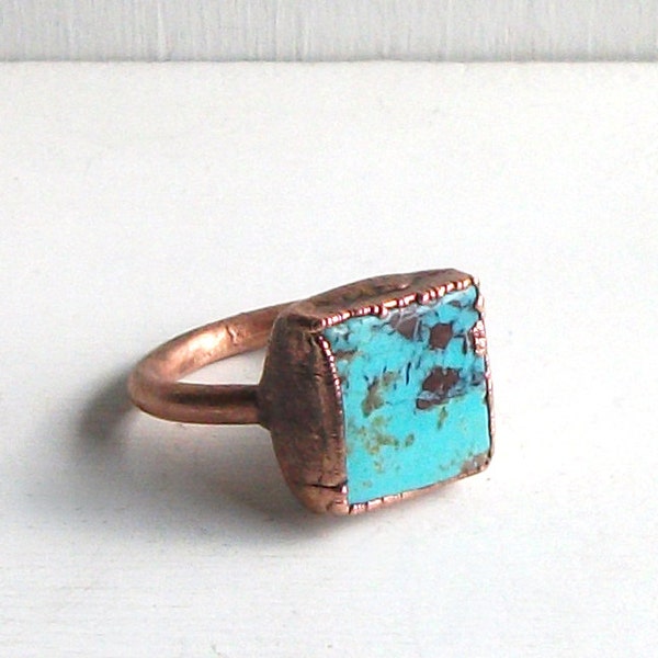Turquoise Ring Raw Gemstone Size 5.5 Ring Birthstone Ring Cocktail Ring December Copper Jewelry