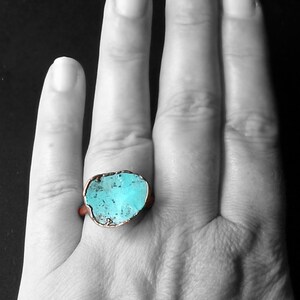 Copper Ring Turquoise December Birthstone Handmade Ring Simple Raw Modern Organic Robins Egg Blue image 5