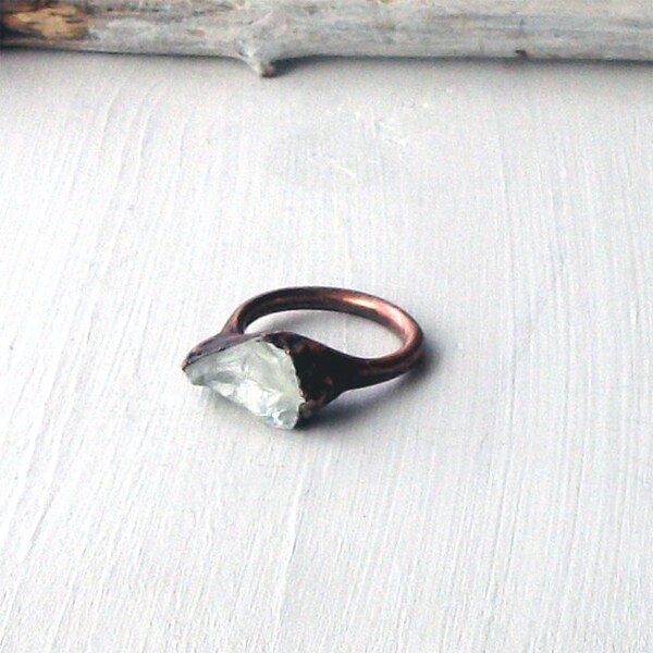 Aquamarine Ring Gemstone Ring Birthstone Ring Cocktail Ring March Stone Mineral Pale Blue For Her Artisan Handmade