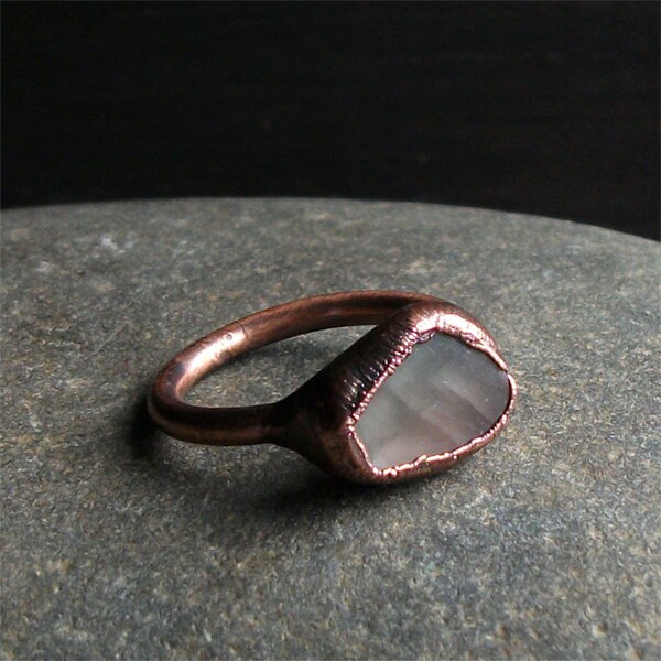 Tourmaline Ring Size 6.5 Raw Gemstone Jewelry Watermelon Cocktail Pale Pink Green Copper Gem Artisan Raw Organic