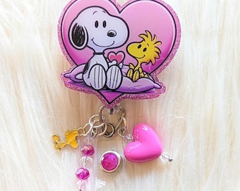 Beagle badge reel, Heart Shape Badge: Nurse, Teacher, Co-worker badge, ID holder,