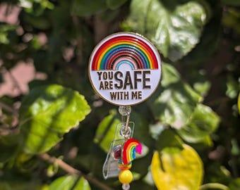You Are Safe With Me Badge Reel: Pride Progress LGBTQIA+, Pride Day Badge