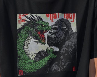 Camiseta vintage de Godzilla vs. King Kong: Batalla de monstruos japoneses retro