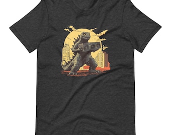 Retro Godzilla Boombox T-Shirt: Vintage Japanese Kaiju Design