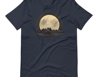 Full Moon with Mountain Outlines, Vintage Moon and Mountains, Retro Vibe Shirt