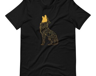 Geometric Wolf Howling at Moon T-Shirt