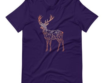 Gold Geometric Deer T-Shirt: Minimalist Nature Art