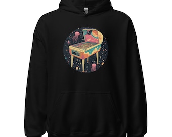 Vintage Pinball Jellyfish Hoodie: Retro Arcade Gamer Gift