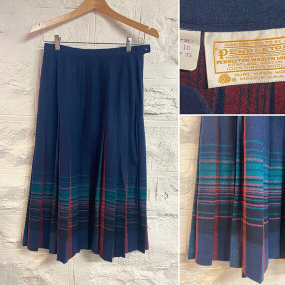 Pendleton Size 26/27 Plaid Wool Pleated Skirt - S… - image 1