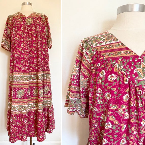 Vintage Babydoll Dress - Boho Peasant Maxi - one … - image 1