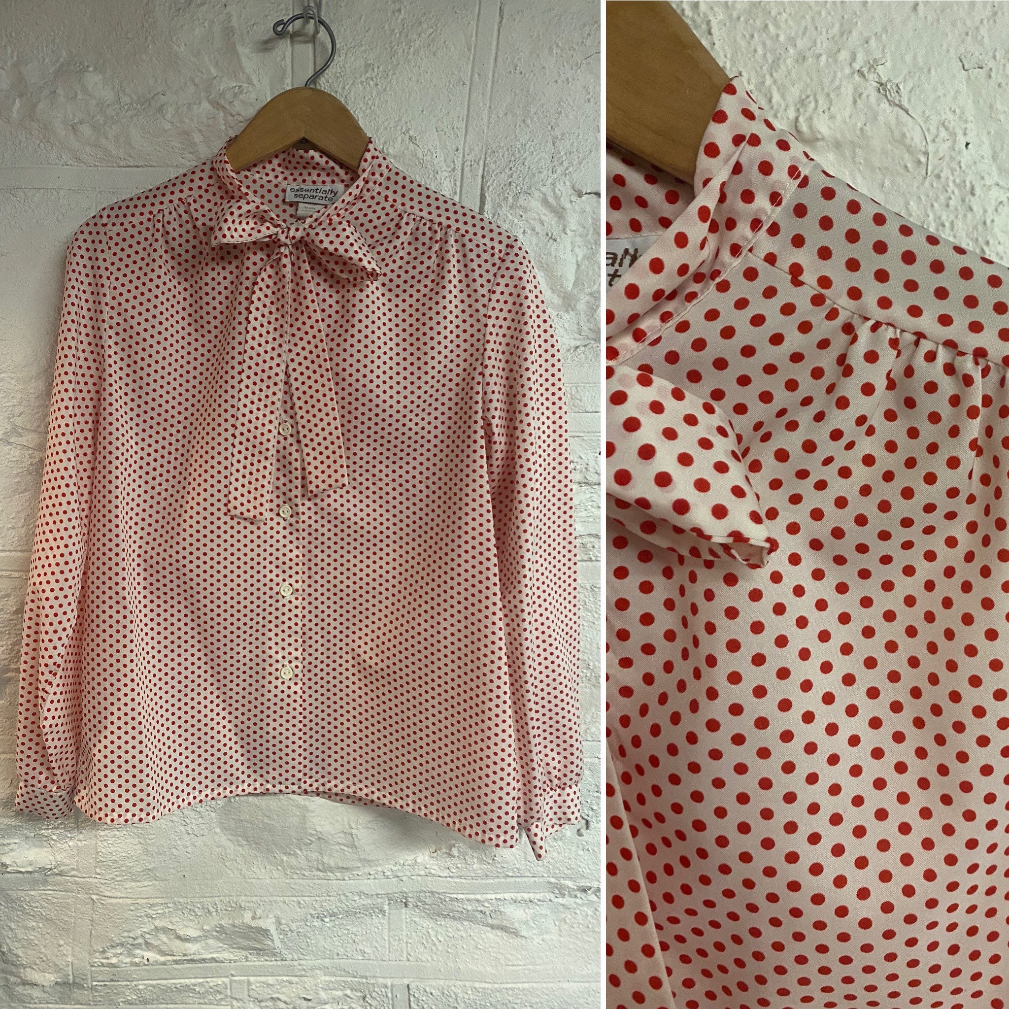 SHIBAOZI Women Polka Dot Blouse Long Sleeve Button Down Shirt Tops Lapel Blouse Shirt Spring Mesh Sheer Outfits, Women's, Size: Small, White