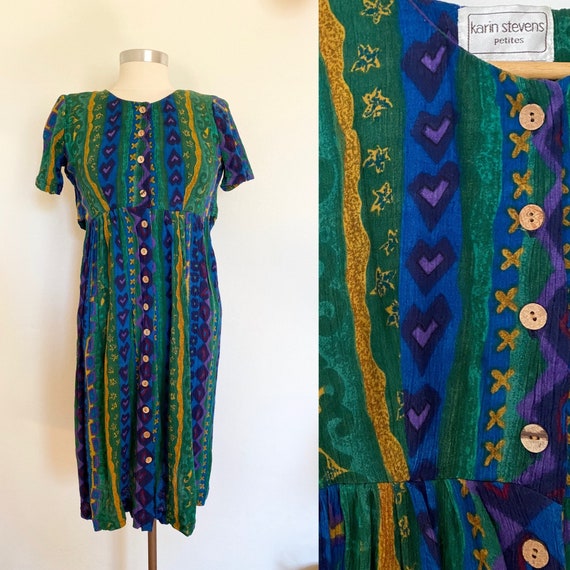 1990’s Baby Doll Dress - Vintage Rayon Midi Dress