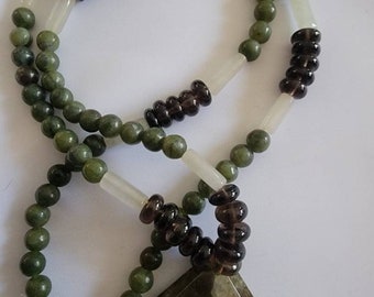 Peridot necklace with green topaz and prehnite beads