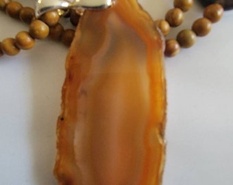 Agate Slice, Brown Jasper Agate Beaded Necklace